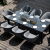 Outdoor Fabric Ambition 8 Seat Rectangular Dining Set with Fire Pit - Flanelle 