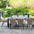 Outdoor Fabric Zest 8 Seat Rectangular Dining Set with Fire Pit - Taupe