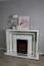 Large Remote Controlled White Glass and Mirrored Electric Fireplace