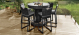 6 Seat Round Rattan Bar Set with Integrated Ice Bucket - Grey