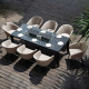 Outdoor Fabric Ambition 8 Seat Rectangular Dining Set with Fire Pit - Taupe 