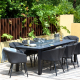 Outdoor Fabric Ambition 8 Seat Rectangular Dining Set with Fire Pit - Charcoal 