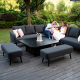 Outdoor Fabric Ambition Square Corner Dining Set with Rising Table - Charcoal 