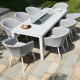 Outdoor Fabric Ambition 8 Seat Rectangular Dining Set with Fire Pit - Lead Chine 