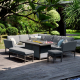 Outdoor Fabric Pulse Rectangular Corner with Fire Pit Table - Flanelle