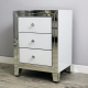 White Glass and Mirrored 3 Drawer Bedside Cabinet