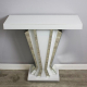 White Glass and Mirrored Fan Console Table