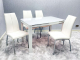 White Monaco Dining Table & 4 White Chairs