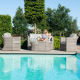 Oxford Rattan 2 Seat Sofa Set with Fire Pit