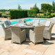 Oxford 8 Seat Round Fire Pit Dining Set with Venice Chairs & Lazy Susan