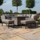 Outdoor Fabric Pulse Square Corner Dining Set with Fire Pit - Taupe