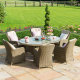 Winchester 6 Seat Oval Rattan Dining Set with Venice Chairs, Ice Bucket & Lazy Susan