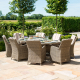 Winchester 8 Seat Oval Rattan Dining Set with Fire Pit & Venice Chairs
