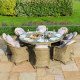 Winchester 8 Seat Round Rattan Dining Set with Ice Bucket, Heritage Chairs & Lazy Susan