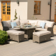 Winchester Rattan Royal Corner Dining Set with Fire Pit Table