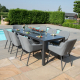 Outdoor Fabric Zest 8 Seat Rectangular Dining Set with Fire Pit - Flanelle