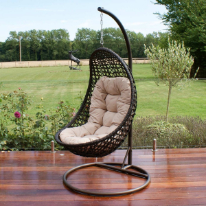 Maze rattan rose hanging hot sale chair grey