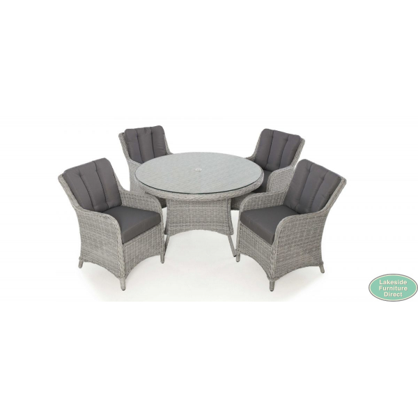 Ascot 4 Seat Round Dining Set With, 4 Seater Rattan Round Dining Table Chair Set Grey