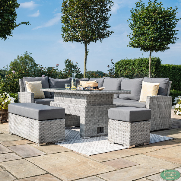 Corner garden sofa hotsell with rising table