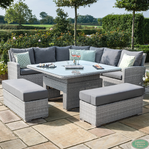 Rattan corner sofa with 2025 ice bucket table