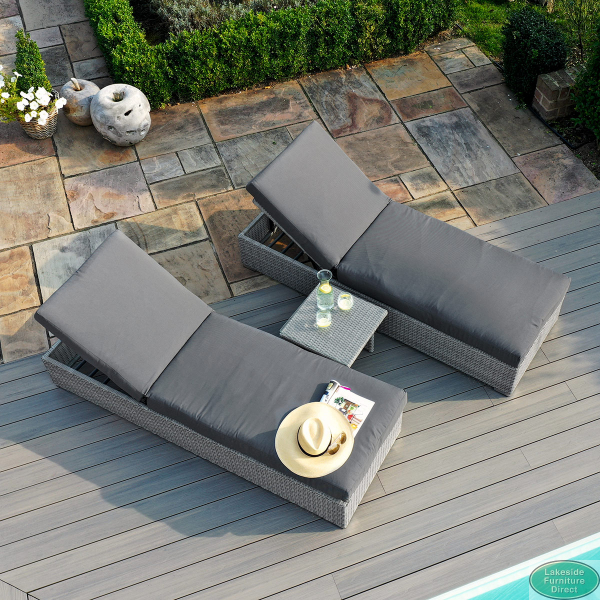 Maze rattan sales sun lounger grey