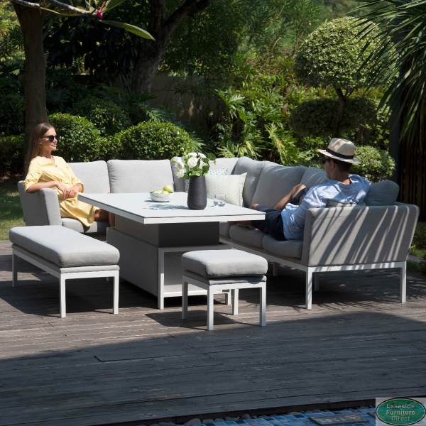 Outdoor fabric Pulse Rectangular Corner Dining Set with Rising