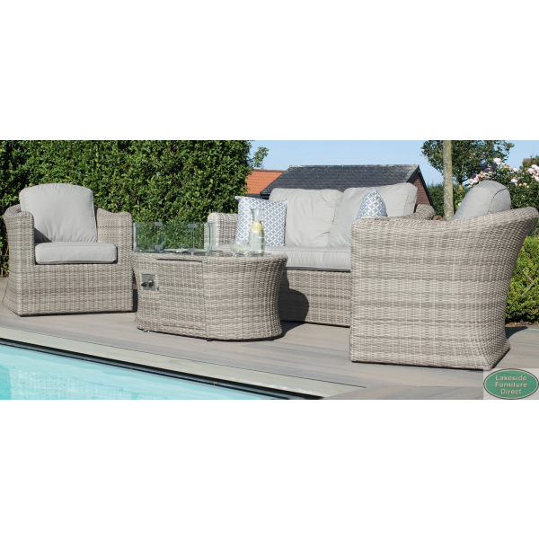 Oxford 2 Seater Sofa Set With Firepit, Rattan Sofa Set With Fire Pit Table