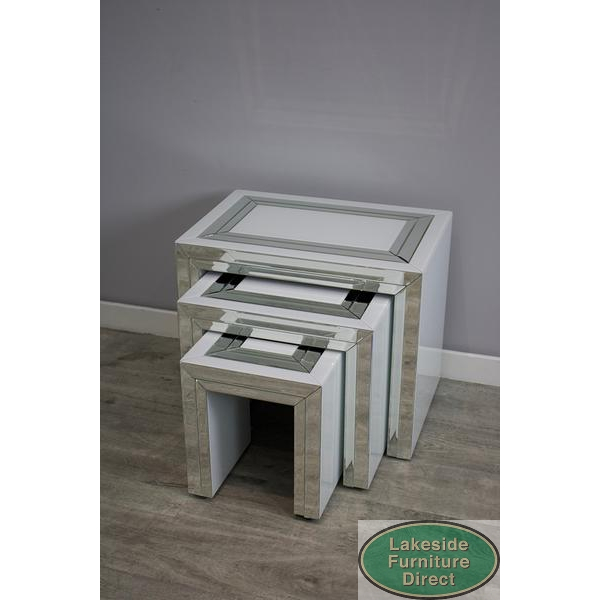 White glass 2025 nest of tables