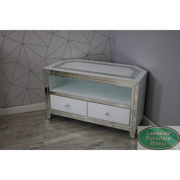 Mirrored tv outlet stand corner