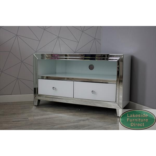 Mirrored glass best sale corner tv stand