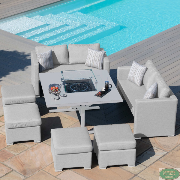 Outdoor Fabric Fuzion Cube Sofa Set with Fire Pit Lead Chine