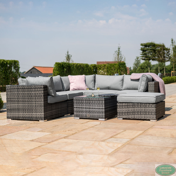 London Corner Sofa Set with Ice Bucket Grey Lakeside Furniture