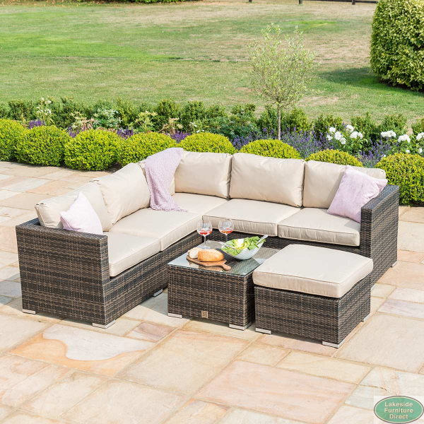 London Corner Sofa Set with Ice Bucket Brown