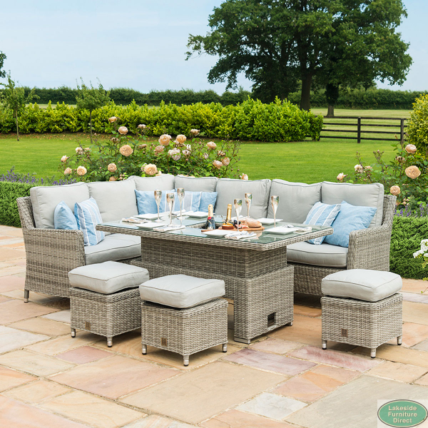 Rattan sofa set with rising table clearance