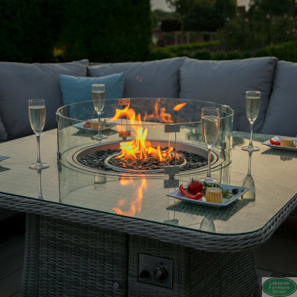 Outdoor corner dining best sale set with fire pit