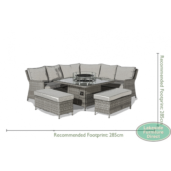 Maze rattan oxford royal corner online dining set with fire pit