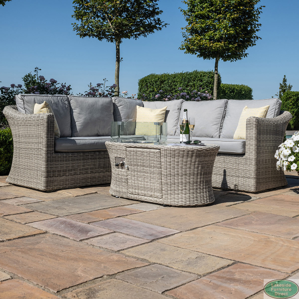 Oxford Rattan Small Corner Group with Fire Pit Coffee Table