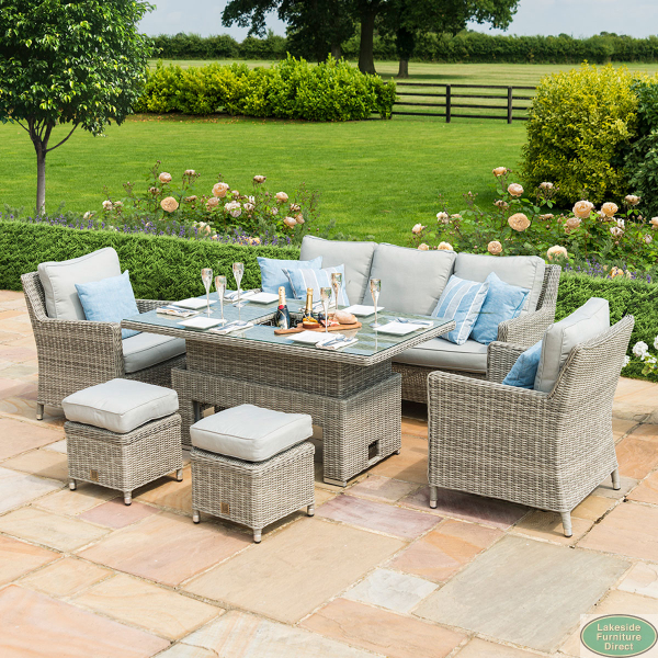 Rattan furniture set with rising sale table