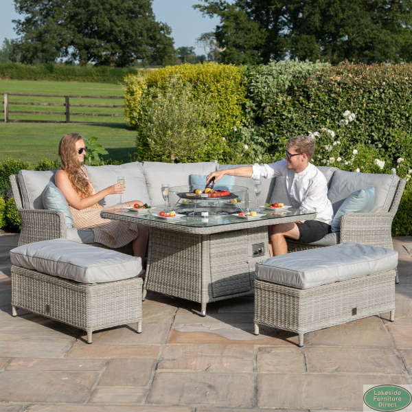 Oxford Royal Corner Dining Sofa Set with Firepit table Lakeside