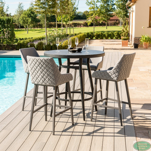 Outdoor Fabric Regal 4 Seat Round Bar Set Flanelle Lakeside