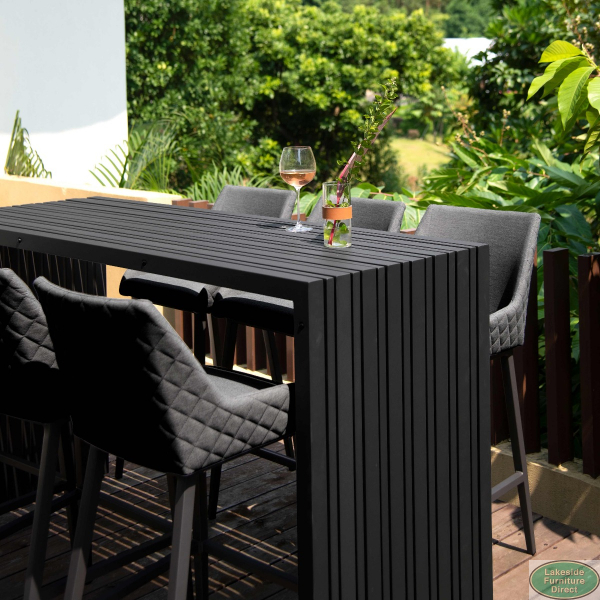 Outdoor Fabric Regal 6 Seat Rectangular Bar Set Charcoal
