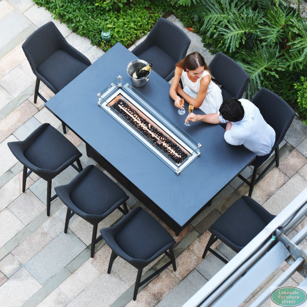 Outdoor Fabric Regal 8 Seat Rectangular Fire Pit Bar Set