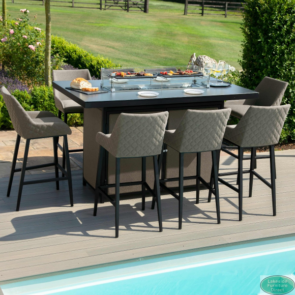 Patio bar table with fire outlet pit
