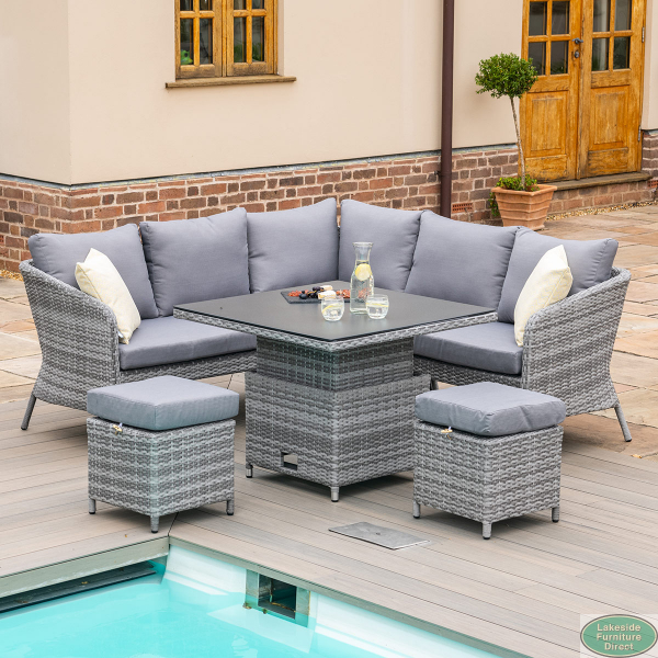 Rattan corner sofa set rising table shop