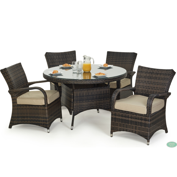 Texas 4 Seat Round Dining Set Brown, Texas Style Outdoor Furniture