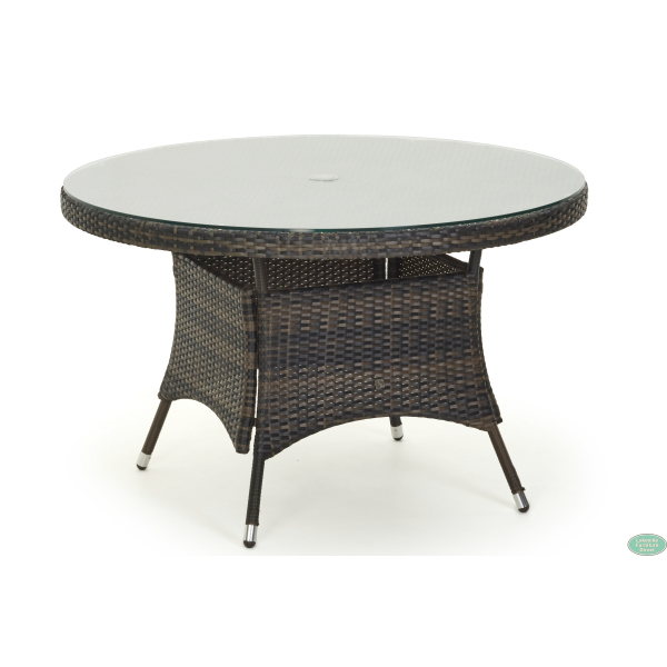 Texas 4 Seat Round Dining Set Brown, Round Rattan Garden Table With Glass Top
