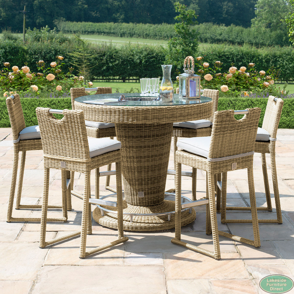Winchester 6 Seat Round Bar Set with Ice Bucket Lakeside Furniture Direct