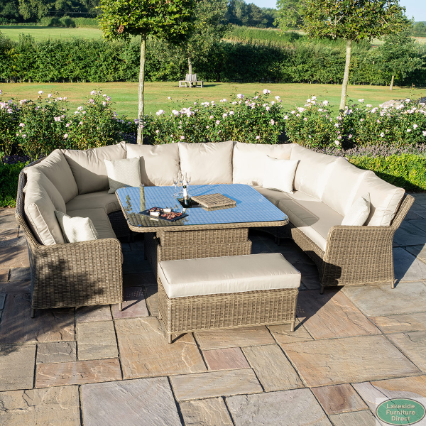 Winchester Royal U Shaped Sofa Set with Rising Table and Ice Bucket